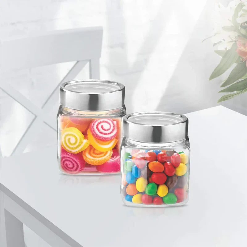 Milton Cube Storage Glass Jar, Set of 6, 180 ml Each, Transparent, BPA Free, Storage Jar