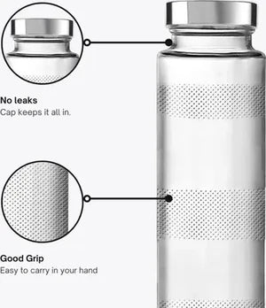 JAR Glass Food Grade Water Bottle 750 ml Bottle (Pack of 4, Clear, Glass)