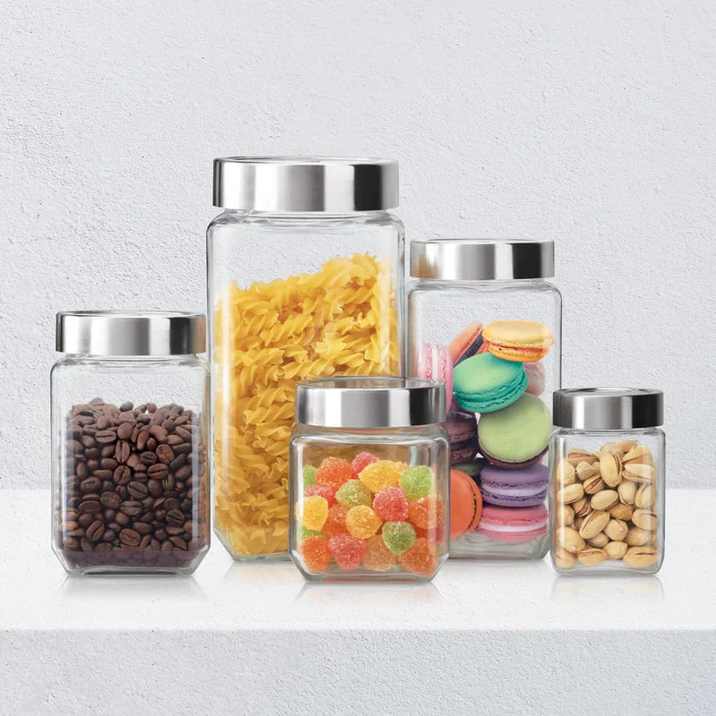 Milton Cube Storage Glass Jar, Set of 6, 180 ml Each, Transparent, BPA Free, Storage Jar