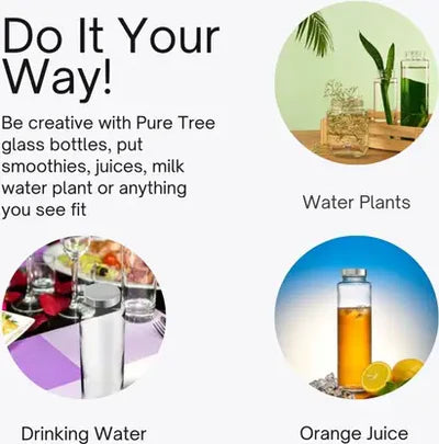 JAR Glass Food Grade Water Bottle 750 ml Bottle (Pack of 4, Clear, Glass)