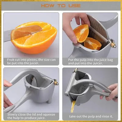Aluminium Hand Squeezer Heavy Duty Manual Fruit Press Squeezer Fruit Juice Extractor Hand Juicer (Silver)
