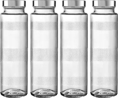 JAR Glass Food Grade Water Bottle 750 ml Bottle (Pack of 4, Clear, Glass)