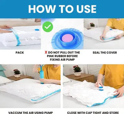 Sealer Bags with Manual Pump Hanging Storage Vacuum Bags Travel Storage Vacuum Bags (Pack of 5)