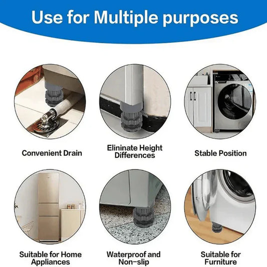 Washing Machine Stand Adjustable Height Footpads Anti Vibration (Pack Of 4)