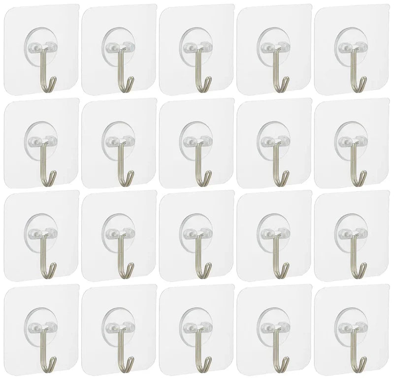 Heavy-Duty Adhesive Wall Hooks Bathroom & Bedroom Hooks (Pack of 20)