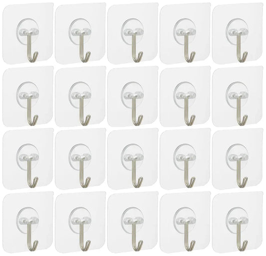 Heavy-Duty Adhesive Wall Hooks Bathroom & Bedroom Hooks (Pack of 20)